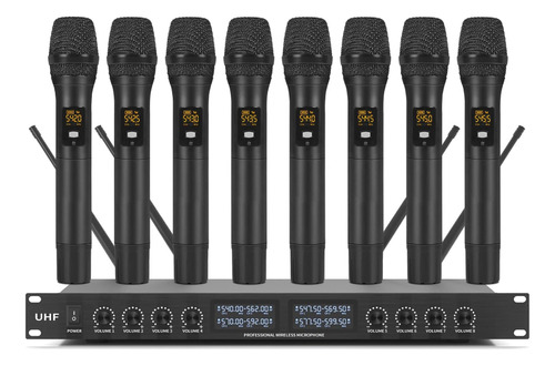 Microfonos Dinamicos Yt8h Xtuga Uhf Rack Set 8 Microfonos
