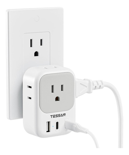 Cargador De Pared Usb, Divisor De Salida Tessan Con Extensor