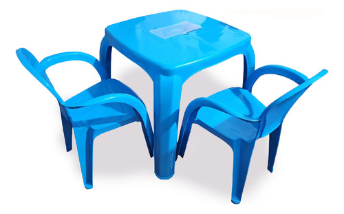 Kit 2 Cadeiras E Mesa Infantil Com Compartimento Atividades Cor Azul