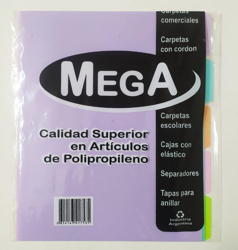 Imagen 1 de 2 de Separadores Escolares Carpeta N3 Pvc 5 Posiciones