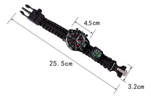 Reloj De Supervivencia Con Cuerda Paracord 5 En 1 Pedernal