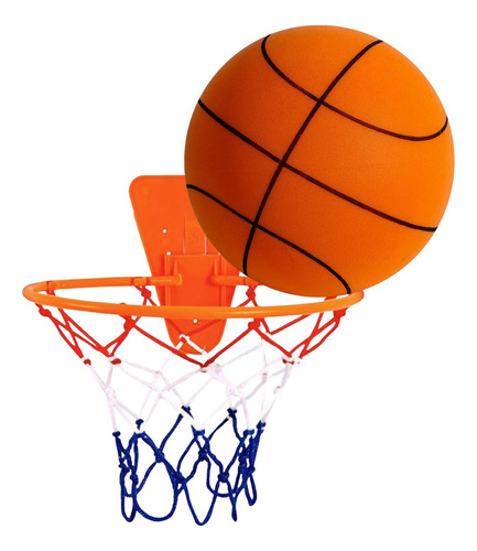 Baloncesto Silencioso Con Cesta Pelota Naranja Talla 5