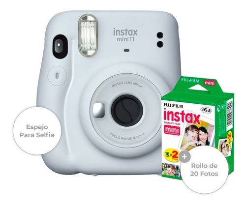 Imagen 3 de 8 de Camara Fuji Instax Mini 11 Polaroid Selfie + Rollo 20 Fotos*