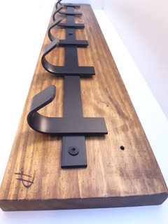 con 4 ganchos Perchero de pared estilo rústico color negro de madera 
