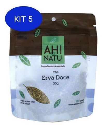 Kit 5 Chá De Erva Doce Ah Natu 30g