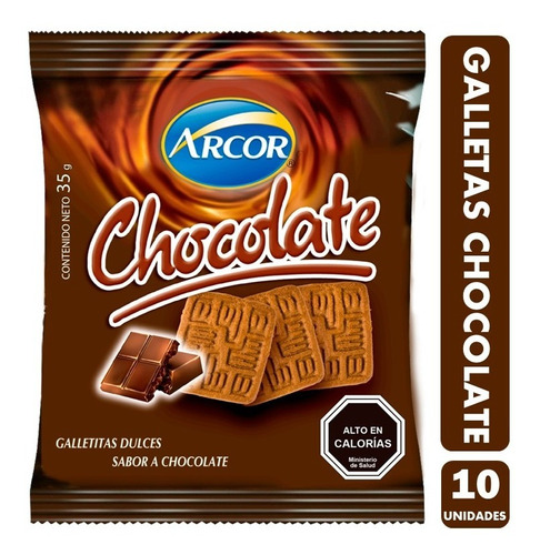 Galletas Colación, Sabor Chocolate - Pack 10un. De 35gr C/u.