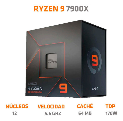Procesador Amd Ryzen 9 7900x Am5 Radeon 12 Core 4.7 Ghz /vc