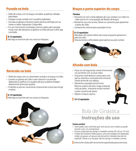 Bola De Ginastica Yoga Pilates Gym Ball 55cm Com Bomba Vollo