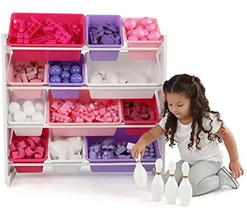 Organizador de juguetes para niños con cajas de almacenamiento Tot Tutors,  Espresso, Plástico, Natural/Primario
