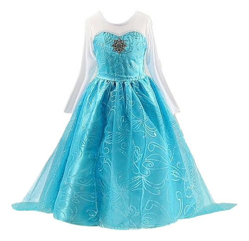 K Vestido Princesa Elsa Para Niña, Vestido Largo Y Elegante