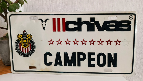 Vieja Placa De Auto Chivas Del 87 Con 9 Estrellas Accesorio 