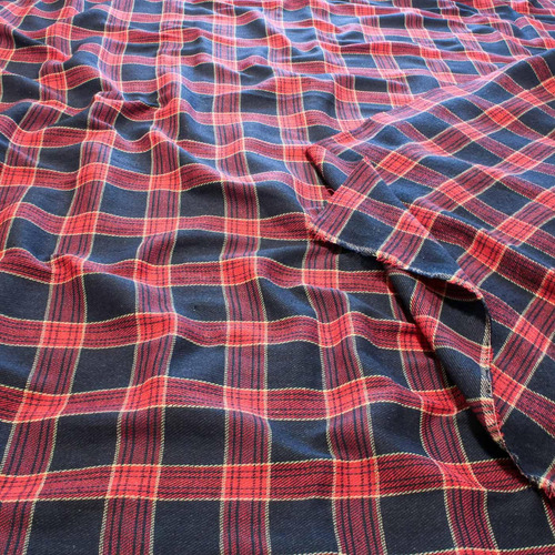 Tecido Flanela Xadrez Marinho E Vermelho Felpa