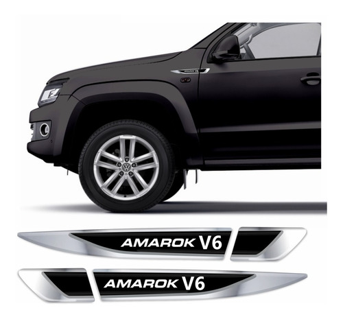 Emblema Adesivo Volkswagen Vw Amarok V6 Resinado Cromado Aplique Lateral Res29