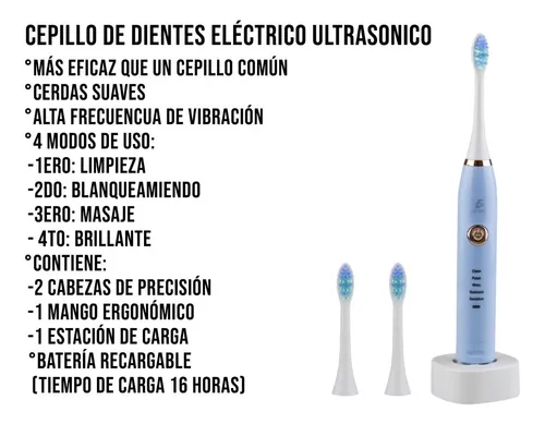 Cepillo De Dientes Eléctrico Recargable Ultrasónico Con 2 cabezales -  ELE-GATE