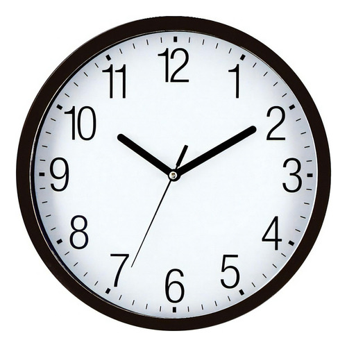 Reloj Pared Clasico Analógico Negro 25 Cm Moderno Minimalist Color del fondo Blanco