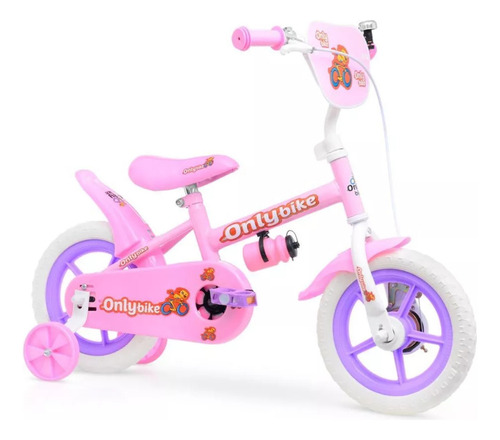 Bicicleta Infantil Aro 12 Com Rodinhas 2 A 6 Anos Bike Rosa Menina Com Rodinhas Freio E Regulagem Premium Brinquedo Presente Onlybike