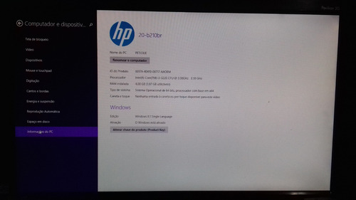 Computador Hp Windows 8 Pavilion 20