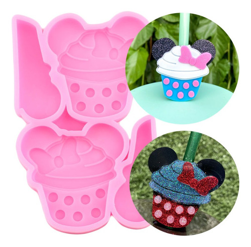 1pcs Molde Silicona Mickey Mouse Helado Paja Llavero Resina