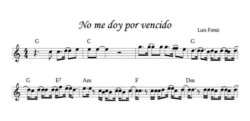 Partitura  No Me Doy Por Vencido  De Luis Fonsi