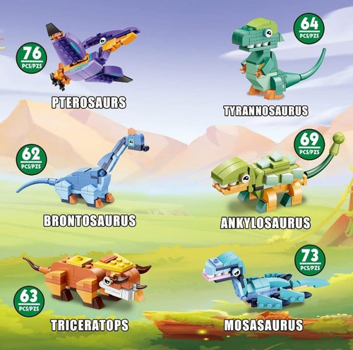 Bloques De Construcción Dinosaurios Para Armar 6 En 1.f