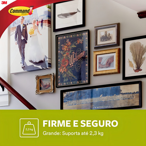 Gancho Suporte Adesivo Removível Pendurar Quadros Command 3m Até 2,3kg