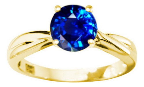 Anillo Zafiro Azul Sólido Oro 14k Certificado Mod. Darling