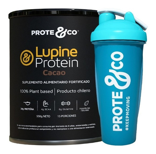 Proteína Vegana Prote&co Lupine Protein Cacao + Shaker Azul