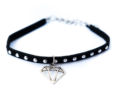 Pulsera Con Dije Diamond Diamante Tachas Rock Goth Muñequera