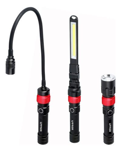 Juego Linternas Cabezas Intercambiables Led Recargables 6pz Color de la linterna Negro