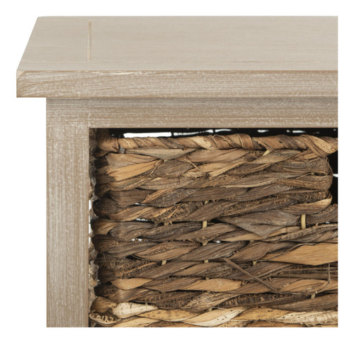 Mesa Auxiliar De Mimbre Con 3 Cestas Color Blanco Lavado
