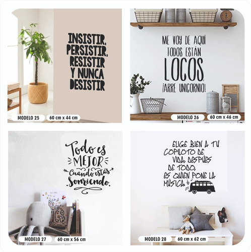 Imagen 7 de 10 de Vinilo Decorativo Frases Para Pared Adhesivos Varios Modelos