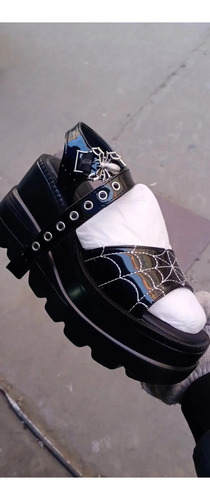 Sandalias Con Cuña Gothic Punk Spider Web Para Mujer
