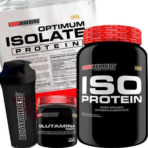 Kit Whey Isolate 2kg + Whey Isolado + Glutamina + Shaker Sabor Chocolate