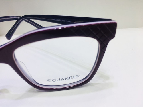 Armação De Grau Chanel Roxo Escuro Com Azul Quadrado  -cn707