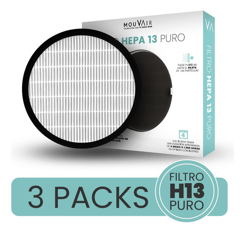 Pack 3 Mouvair Filtros De Reemplazo Om - Hepa H13