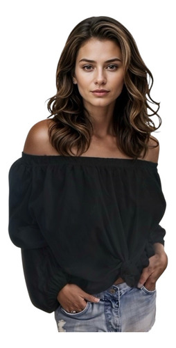 Blusa Ligera Hombros Descubiertos Efecto Drapeado #42-b