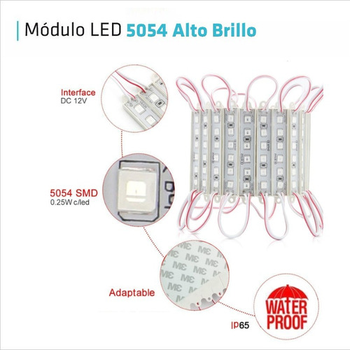 Modulo Led 5054 Smd 3 Chips 30 Lm Colores 12v Pack 10