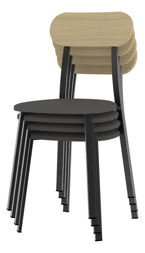 Mesa Rectanulgar 140 Cm Con 6 Sillas Modernas De Caño Negro Negro 6