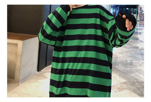 Sudadera De Rayas Para Hombre Con Cuello Redondo
