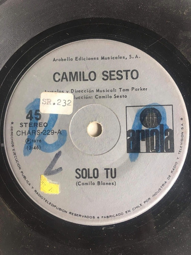 Vinilo Single Camilo Sesto Solo Tu 