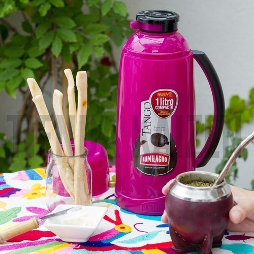 Termo Vidrio Lumilagro Tango Con Asa Compacto 1 Lt Color Violeta
