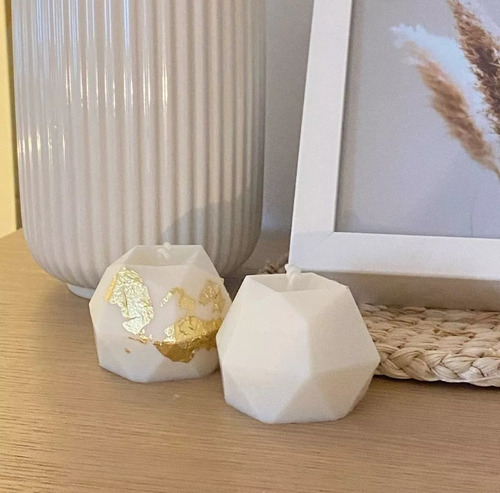 Velas Decorativas Aromáticas D Soya Manzana Geométrica 4pack
