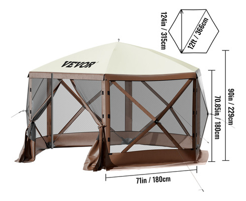Vevor Pop-up Camping Gazebo Camping Canopy Shelter 6 Sided