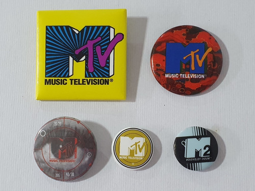 5 Pin Broches Botónes Metálicos De Colección Mtv Music Telev