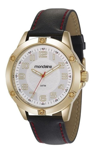 Relógio Mondaine Masculino 83394gpmvdh3 Couro Dourado Cor da correia Preto Cor do fundo Branco