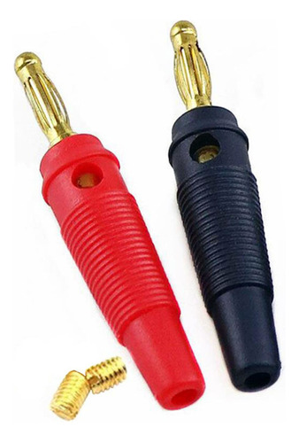 Conector Plug Banana Rojo+ Negro+ Tornillo 4mm Sin Soldadura