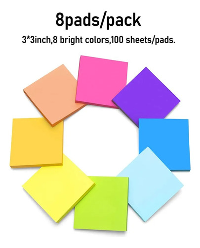 12 Notas Adesivas Colores Pastel Recados Oficina Post It