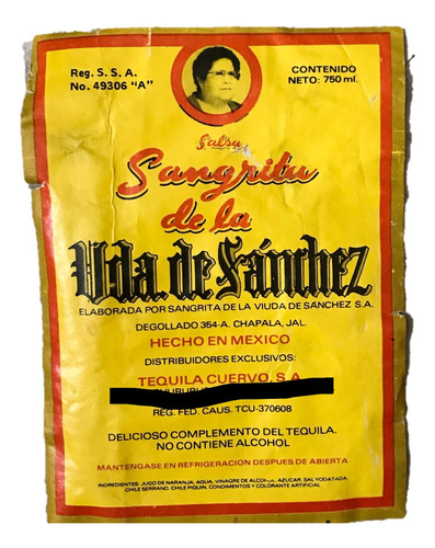 Sangrita Viuda De Sánchez, Etiqueta Vintage (Usado)
