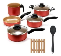 Comprar Kit De Panelas Antiaderentes 05 Pçs + 05 Descansos + Colher
