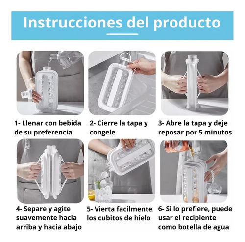Botella De Agua Con Molde Para Hielo 1.5 Lt Bule Deportivo